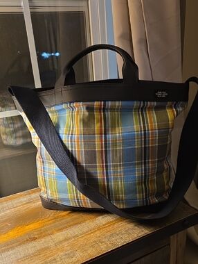Jack Spade Plaid Fabric Open Tote Bag